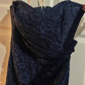 Navy Blue Lace Floorlength David’s Bridal bridesmaid dress - size 10